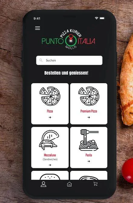 Ansicht einer App für Punto Italia